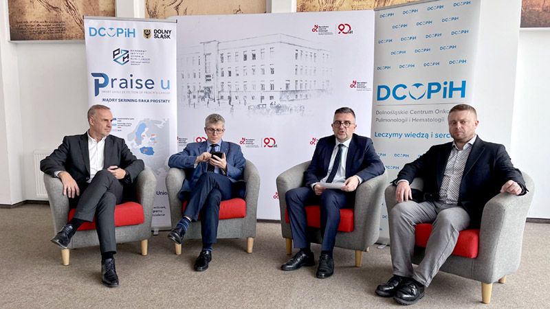 konferencja prasowa dotycząca uruchomienia przez Wrocławskie Centrum Onkologii innowacyjnego programu skriningowego raka prostaty